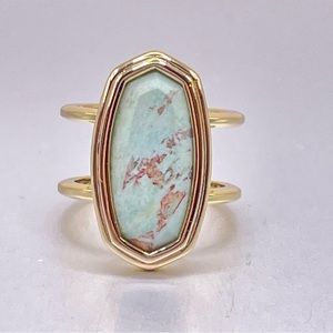 Kendra Scott gold Framed Dani cocktail ring with genuine sea green chrysocolla